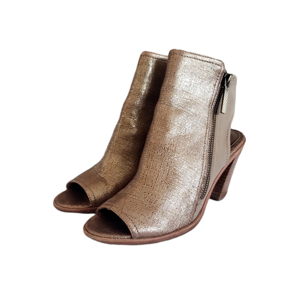 Donald J Pliner Kaden Leather Open toe Ankle Boots Booties Bronze Women's Sz 7M
